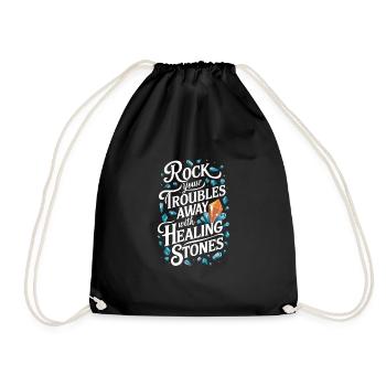 Crystal Healing Crytal Crystals and Stones - Drawstring Bag - black - Front