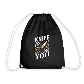 Knife Collector Knife Collection Hunting Fishing - Drawstring Bag - black - Front