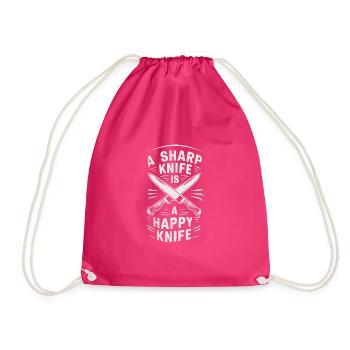 Knife Collector Knife Collection Hunting Fishing - Drawstring Bag - fuchsia - Front
