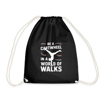 Cartwheeling Gymnastics Gymnast Costume Cartwheel - Drawstring Bag - black - Front