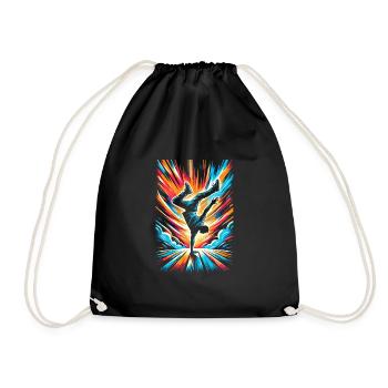 Cartwheeling Gymnastics Gymnast Costume Cartwheel - Drawstring Bag - black - Front