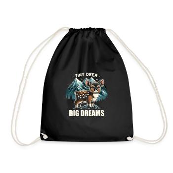 Cute Pudu Deer South America Cartoon Deer - Drawstring Bag - black - Front