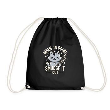 Smudge Sage Feather Spiritual Witchcraft Meditate - Drawstring Bag - black - Front