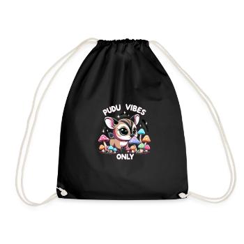 Cute Pudu Deer South America Cartoon Deer - Drawstring Bag - black - Front