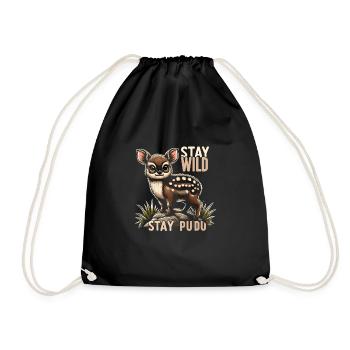 Cute Pudu Deer South America Cartoon Deer - Drawstring Bag - black - Front