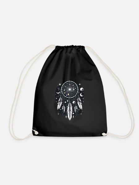 Dream Catcher Bohemian Spiritual Dreamcatcher - Drawstring Bag - black
