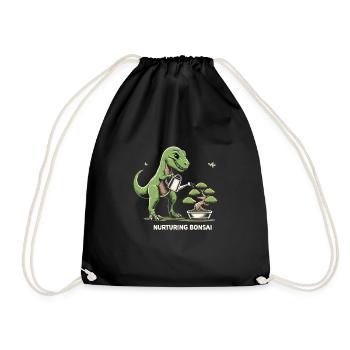 Bonsai Master T-Rex Dinosaur Gardening for - Drawstring Bag - black - Front