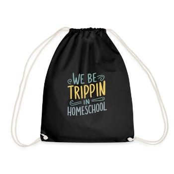Homeschool Mom Dad Family Life Community Journey - Drawstring Bag - black - Front