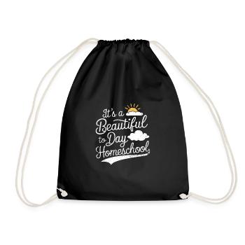 Homeschool Mom Dad Family Life Community Journey - Drawstring Bag - black - Front
