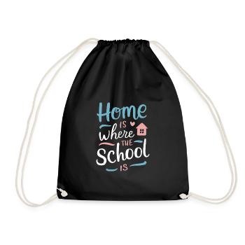 Homeschool Mom Dad Family Life Community Journey - Drawstring Bag - black - Front