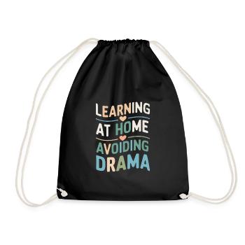 Homeschool Mom Dad Family Life Community Journey - Drawstring Bag - black - Front