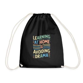 Homeschool Mom Dad Family Life Community Journey - Drawstring Bag - black - Front