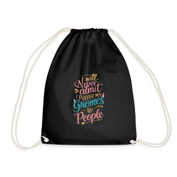 Garden Gnomes Gnome Lover Funny Gnome Gardening - Drawstring Bag - black - Front