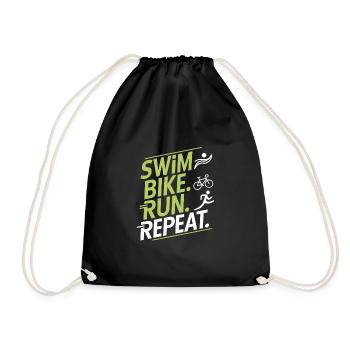 Triathlon Swim Bike Run Triathlete Sports Gift - Drawstring Bag - black - Front