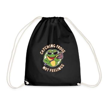 Amphibian frog hunter enthusiast, frog trapping - Drawstring Bag - black - Front