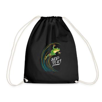 Amphibian frog hunter enthusiast, frog trapping - Drawstring Bag - black - Front