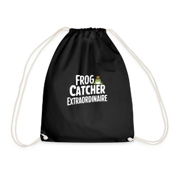 Amphibian frog hunter enthusiast, frog trapping - Drawstring Bag - black - Front