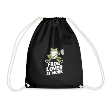 Amphibian frog hunter enthusiast, frog trapping - Drawstring Bag - black - Front