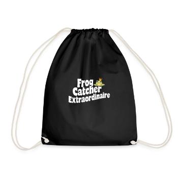 Amphibian frog hunter enthusiast, frog trapping - Drawstring Bag - black - Front