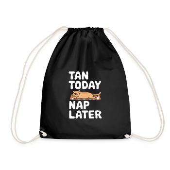 Sunny days with the relaxed cat under the - Drawstring Bag - black - Front