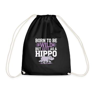 Adorable Baby Hippo Artwork for Hippo Lovers - Drawstring Bag - black - Front