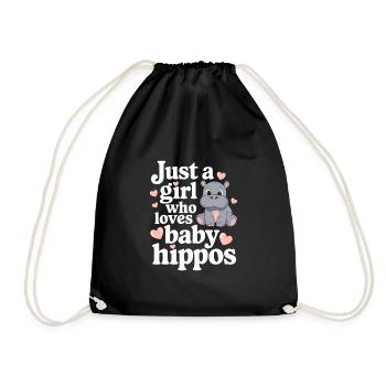 Adorable Baby Hippo Artwork for Hippo Lovers - Drawstring Bag - black - Front