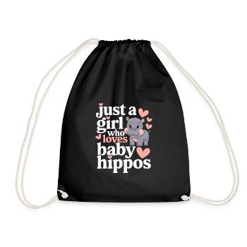 Adorable Baby Hippo Artwork for Hippo Lovers - Drawstring Bag - black - Front
