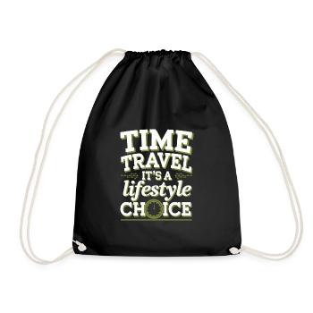 Time travel sci-fi enthusiast and time machine - Drawstring Bag - black - Front