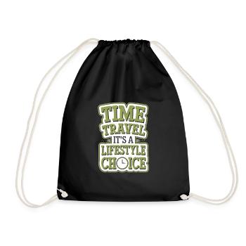 Time travel sci-fi enthusiast and time machine - Drawstring Bag - black - Front