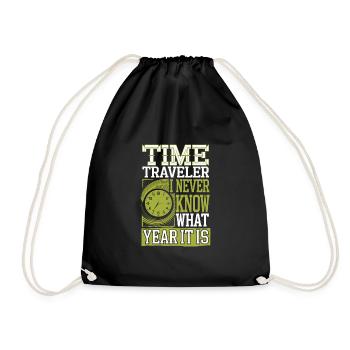 Time travel sci-fi enthusiast and time machine - Drawstring Bag - black - Front