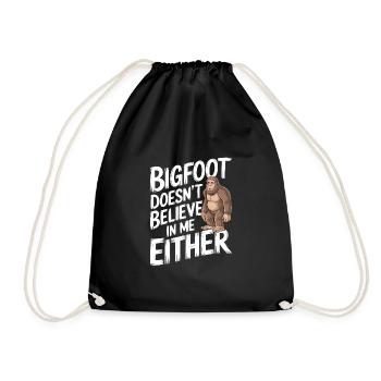 Bigfoot Believer Sasquatch Cryptid Forest Creature - Drawstring Bag - black - Front
