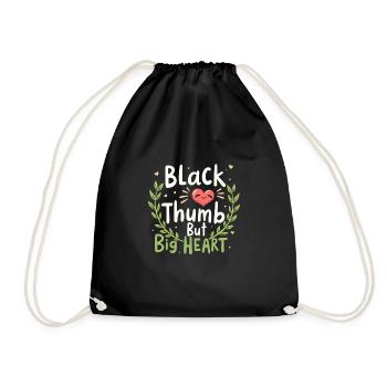 Plant Parent Black Thumb Funny Plant Care Struggle - Drawstring Bag - black - Front