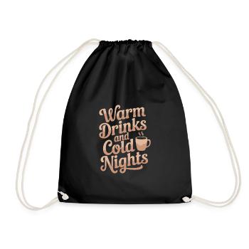 Winter Cozy Culture Warm Blankets Hot Cocoa - Drawstring Bag - black - Front
