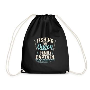 Fishing mom, proud angler and outdoor fisherman - Drawstring Bag - black - Front