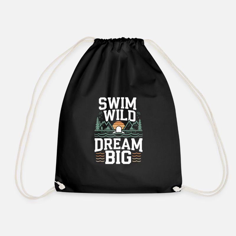 Wild Swimming Outdoor Adventure and Open - Drawstring Bag - black