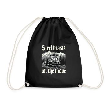 Railfan Train Enthusiast Locomotive Lover - Drawstring Bag - black - Front