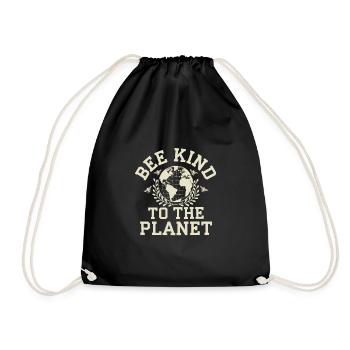 Bee-friendly gardener, pollinator, garden and - Drawstring Bag - black - Front