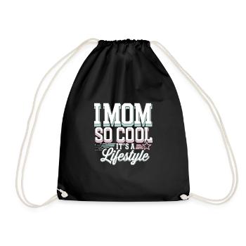 „cool Mom“, Lustige, Zuordenbare Elternschaft Und - Turnbeutel - Schwarz - Vorne