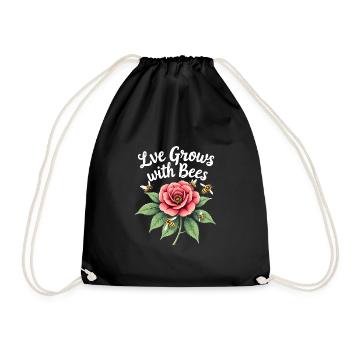 Bee-friendly gardener, pollinator, garden and - Drawstring Bag - black - Front