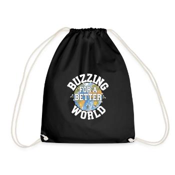 Bee-friendly gardener, pollinator, garden and - Drawstring Bag - black - Front