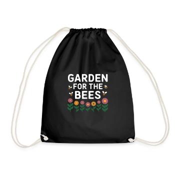 Bee-friendly gardener, pollinator, garden and - Drawstring Bag - black - Front