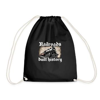 Railfan Train Enthusiast Locomotive Lover - Drawstring Bag - black - Front