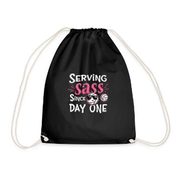 Volleyball Player And Fan Spike Serving - Drawstring Bag - black - Front