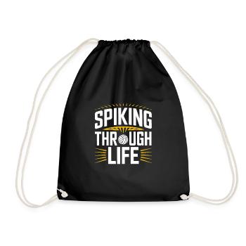 Volleyball Player And Fan Spike Serving - Drawstring Bag - black - Front