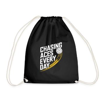Volleyball Player And Fan Spike Serving - Drawstring Bag - black - Front