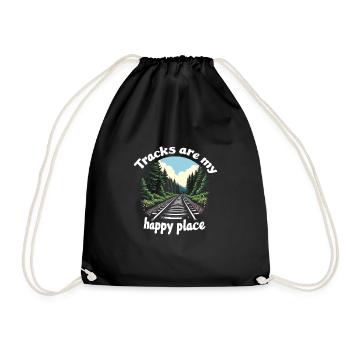 Railfan Train Enthusiast Locomotive Lover - Drawstring Bag - black - Front