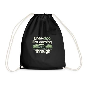 Railfan Train Enthusiast Locomotive Lover - Drawstring Bag - black - Front
