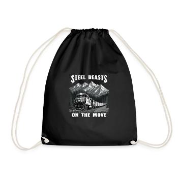Railfan Train Enthusiast Locomotive Lover - Drawstring Bag - black - Front