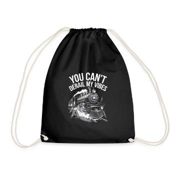 Railfan Train Enthusiast Locomotive Lover - Drawstring Bag - black - Front