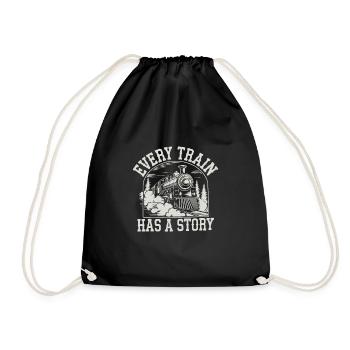 Railfan Train Enthusiast Locomotive Lover - Drawstring Bag - black - Front